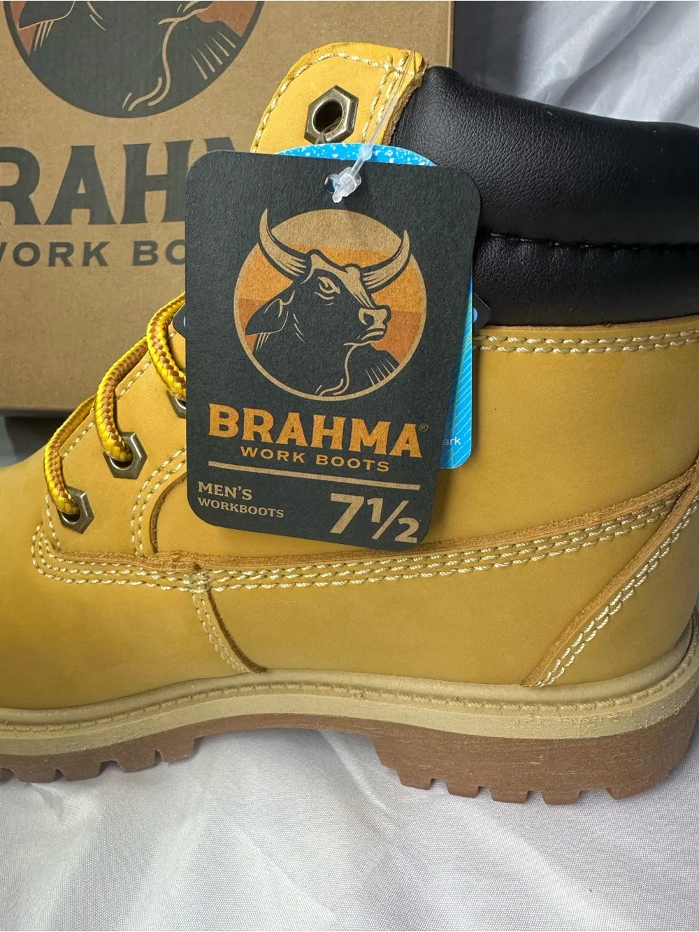 Brahma Hubert Men's 7.5 Wheat Leather Waterproof Work Boots New In Box
